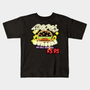 Neon Pepe's Burgers Logo from Steven Universe Kids T-Shirt